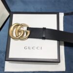 Gucci Unisex GG 2015 Re-Edition Wide Leather Belt Black Smooth Leather 3.8 CM Belt Width - Image 6