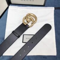 Gucci Unisex GG 2015 Re-Edition Wide Leather Belt Black Smooth Leather 3.8 CM Belt Width (5)