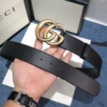Gucci Unisex GG 2015 Re-Edition Wide Leather Belt Black Smooth Leather 3.8 CM Belt Width - Image 3