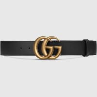 Gucci Unisex GG 2015 Re-Edition Wide Leather Belt Black Smooth Leather 3.8 CM Belt Width (5)