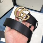 Gucci Unisex GG 2015 Re-Edition Wide Leather Belt Black Smooth Leather 3.8 CM Belt Width - Image 4
