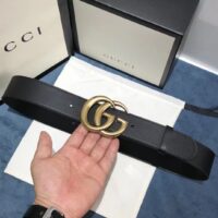 Gucci Unisex GG 2015 Re-Edition Wide Leather Belt Black Smooth Leather 3.8 CM Belt Width (5)