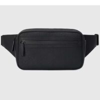 Gucci Unisex GG Belt Bag Black GG Rubber-Effect Leather Zip Closure (2)