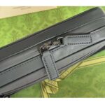 Gucci Unisex GG Crossbody Bag Black Rubber-Effect Leather Cotton Linen Lining - Image 7