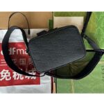 Gucci Unisex GG Crossbody Bag Black Rubber-Effect Leather Cotton Linen Lining - Image 4
