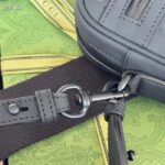 Gucci Unisex GG Crossbody Bag Black Rubber-Effect Leather Cotton Linen Lining - Image 10