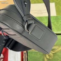 Gucci Unisex GG Crossbody Bag Black Rubber-Effect Leather Cotton Linen Lining (8)