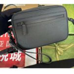 Gucci Unisex GG Crossbody Bag Black Rubber-Effect Leather Cotton Linen Lining - Image 2