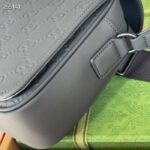 Gucci Unisex GG Crossbody Bag Black Rubber-Effect Leather Flap Zip Closure - Image 8