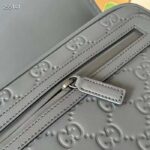 Gucci Unisex GG Crossbody Bag Black Rubber-Effect Leather Flap Zip Closure - Image 9