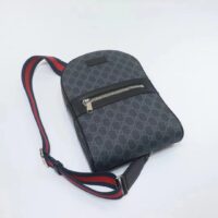 Gucci Unisex GG Crossbody Bag GG Black Supreme Canvas Leather Zip Closure (10)