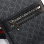 Gucci Unisex GG Crossbody Bag GG Black Supreme Canvas Leather Zip Closure – Image 8