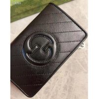 Gucci Unisex GG Gucci Blondie Wallet Black Leather Round Interlocking G Taffeta Lining Style ‎760336 AACP7 1000 (3)