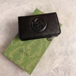 Gucci Unisex GG Gucci Blondie Wallet Black Leather Round Interlocking G Taffeta Lining Style ‎760336 AACP7 1000 - immagine 2