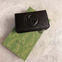 Gucci Unisex GG Gucci Blondie Wallet Black Leather Round Interlocking G Taffeta Lining Style ‎760336 AACP7 1000 (3)