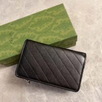 Gucci Unisex GG Gucci Blondie Wallet Black Leather Round Interlocking G Taffeta Lining Style ‎760336 AACP7 1000 (3)