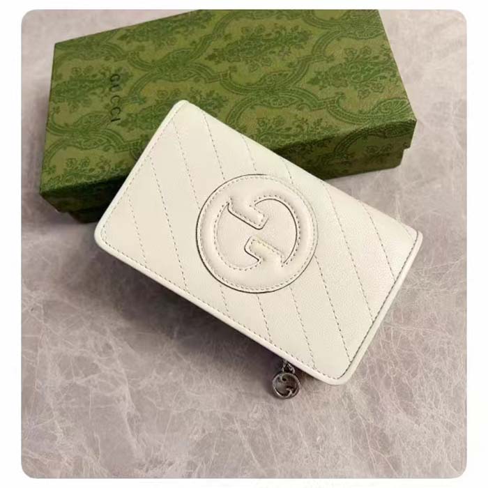 Gucci Unisex GG Gucci Blondie Wallet White Leather Round Interlocking G Taffeta Lining Style ‎760336 AACP7 9022 (4)