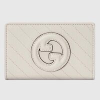 Gucci Unisex GG Gucci Blondie Wallet White Leather Round Interlocking G Taffeta Lining Style ‎760336 AACP7 9022