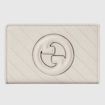 Gucci Unisex GG Gucci Blondie Wallet White Leather Round Interlocking G Taffeta Lining Style ‎760336 AACP7 9022