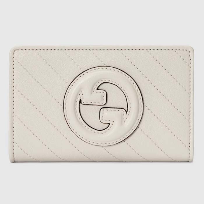 Gucci Unisex GG Gucci Blondie Wallet White Leather Round Interlocking G Taffeta Lining Style ‎760336 AACP7 9022