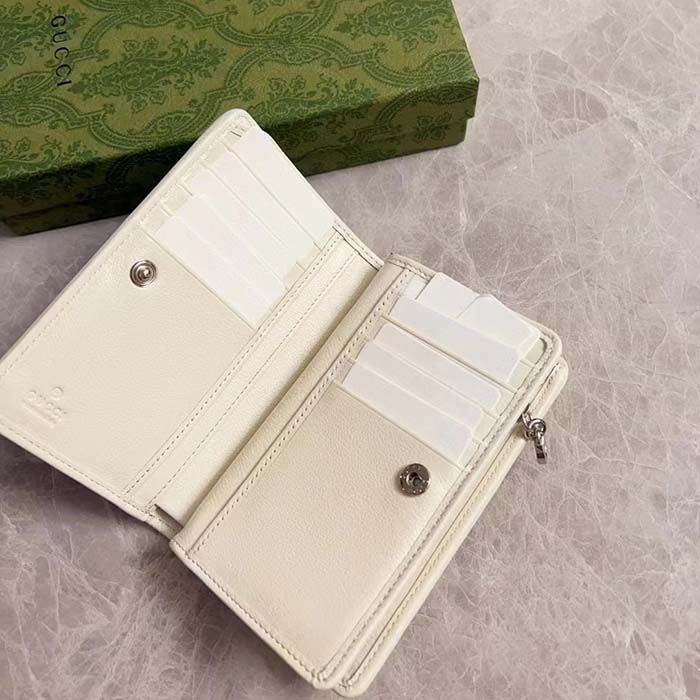 Gucci Unisex GG Gucci Blondie Wallet White Leather Round Interlocking G Taffeta Lining Style ‎760336 AACP7 9022 (9)