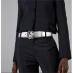 Gucci Unisex GG Interlocking G Buckle Wide Belt Silver Leather 4.6 CM Belt - Imagen 7