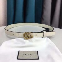 Gucci Unisex GG Leather Belt Double G Buckle White Leather 2 CM Width (1)