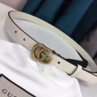 Gucci Unisex GG Leather Belt Double G Buckle White Leather 2 CM Width (1)