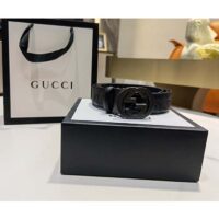 Gucci Unisex GG Marmont Belt Black Leather Double G Black Buckle (5)