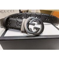 Gucci Unisex GG Marmont Belt Black Leather Double G Black Buckle (5)