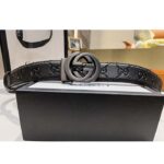 Gucci Unisex GG Marmont Belt Black Leather Double G Black Buckle - Image 3