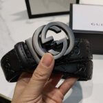 Gucci Unisex GG Marmont Belt Black Leather Double G Black Buckle - Image 11