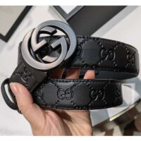 Gucci Unisex GG Marmont Belt Black Leather Double G Black Buckle (5)