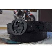 Gucci Unisex GG Marmont Belt Black Leather Double G Black Buckle (5)