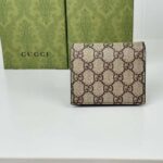 Gucci Unisex GG Marmont Card Case Wallet Double G Beige Ebony GG Supreme Canvas Black Leather Style ‎658610 17WAG 1283 - Image 6