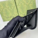 Gucci Unisex GG Marmont Card Case Wallet Double G Beige Ebony GG Supreme Canvas Black Leather Style ‎658610 17WAG 1283 - Image 9