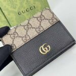 Gucci Unisex GG Marmont Card Case Wallet Double G Beige Ebony GG Supreme Canvas Black Leather Style ‎658610 17WAG 1283 - Image 5