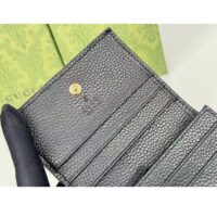 Gucci Unisex GG Marmont Card Case Wallet Double G Beige Ebony GG Supreme Canvas Black Leather Style ‎658610 17WAG 12 (4)