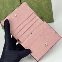 Gucci Unisex GG Marmont Card Case Wallet Double G Beige Ebony GG Supreme Canvas Pink Leather Style ‎658610 17WAG 5788 (9)