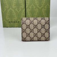 Gucci Unisex GG Marmont Card Case Wallet Double G Beige Ebony GG Supreme Canvas Pink Leather Style ‎658610 17WAG 5788 (9)