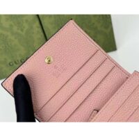 Gucci Unisex GG Marmont Card Case Wallet Double G Beige Ebony GG Supreme Canvas Pink Leather Style ‎658610 17WAG 5788 (9)