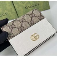 Gucci Unisex GG Marmont Card Case Wallet Double G Beige Ebony GG Supreme Canvas White Leather Style ‎658610 17WAG 90 (8)