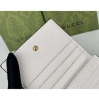 Gucci Unisex GG Marmont Card Case Wallet Double G Beige Ebony GG Supreme Canvas White Leather Style ‎658610 17WAG 90 (8)