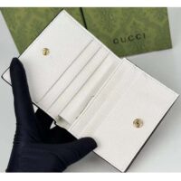 Gucci Unisex GG Marmont Card Case Wallet Double G Beige Ebony GG Supreme Canvas White Leather Style ‎658610 17WAG 90 (8)