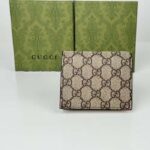 Gucci Unisex GG Marmont Card Case Wallet Double G Beige Ebony GG Supreme Canvas White Leather Style ‎658610 17WAG 9096 – Image 3
