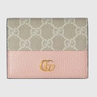 Gucci Unisex GG Marmont Card Case Wallet Double G Pink White GG Supreme Canvas Pink Leather Style ‎658610 AACFE 5945 ( (10)