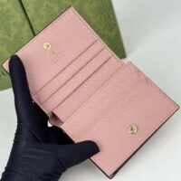 Gucci Unisex GG Marmont Card Case Wallet Double G Pink White GG Supreme Canvas Pink Leather Style ‎658610 AACFE 5945 ( (10)