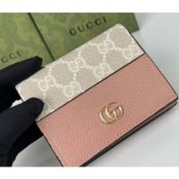 Gucci Unisex GG Marmont Card Case Wallet Double G Pink White GG Supreme Canvas Pink Leather Style ‎658610 AACFE 5945 ( (10)