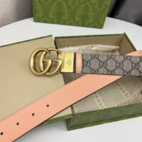 Gucci Unisex GG Marmont Reversible Belt Double G Buckle 3 CM Width Beige Leather (6)