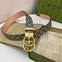 Gucci Unisex GG Marmont Reversible Belt Double G Buckle 3 CM Width Beige Leather (6)